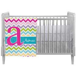 Colorful Chevron Crib Comforter / Quilt (Personalized)