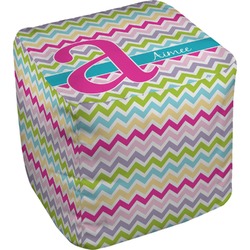 Colorful Chevron Cube Pouf Ottoman - 13" (Personalized)