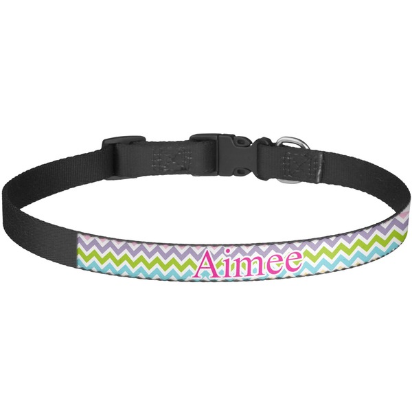 Custom Colorful Chevron Dog Collar - Large (Personalized)