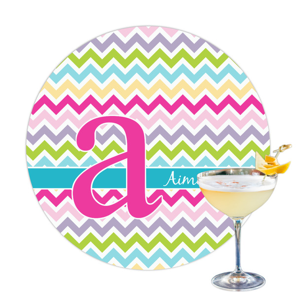 Custom Colorful Chevron Printed Drink Topper - 3.25" (Personalized)