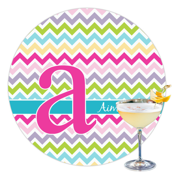 Custom Colorful Chevron Printed Drink Topper - 3.5" (Personalized)