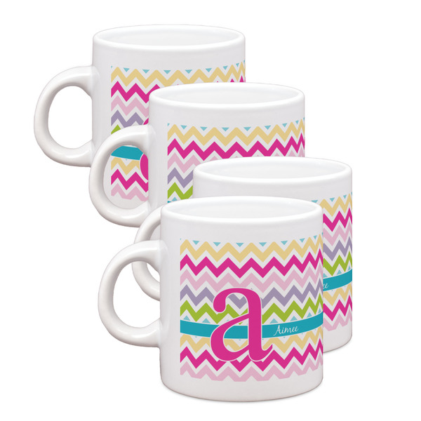 Custom Colorful Chevron Single Shot Espresso Cups - Set of 4 (Personalized)