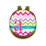 Colorful Chevron Golf Ball Marker - Hat Clip - Gold