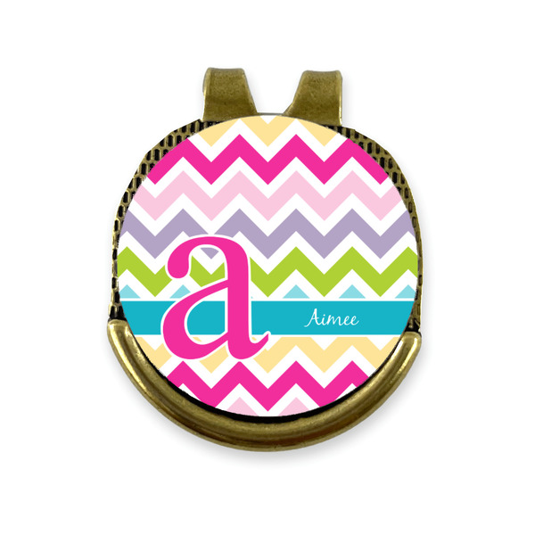 Custom Colorful Chevron Golf Ball Marker - Hat Clip - Gold