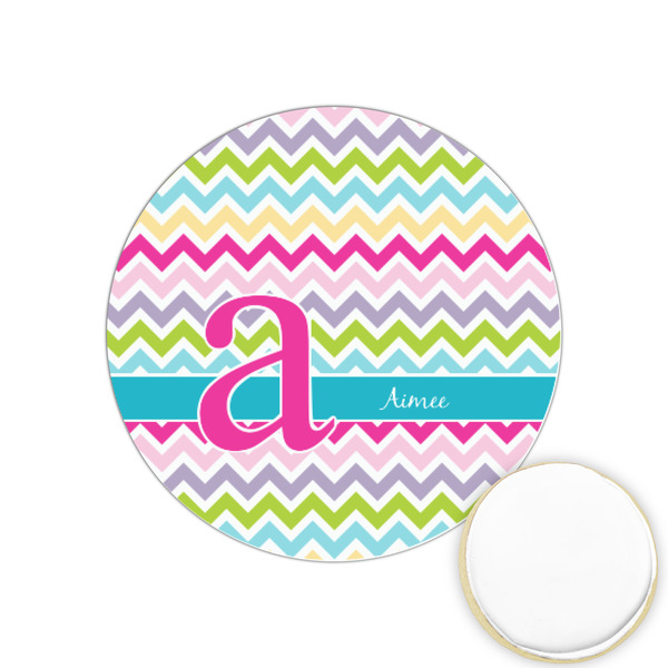 Custom Colorful Chevron Printed Cookie Topper - 1.25" (Personalized)