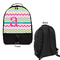 Colorful Chevron Large Backpack - Black - Front & Back View