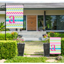 Colorful Chevron Large Garden Flag - Double Sided (Personalized)