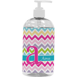 Colorful Chevron Plastic Soap / Lotion Dispenser (16 oz - Large - White) (Personalized)