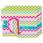 Colorful Chevron Double-Sided Linen Placemat - Set of 4 w/ Name and Initial