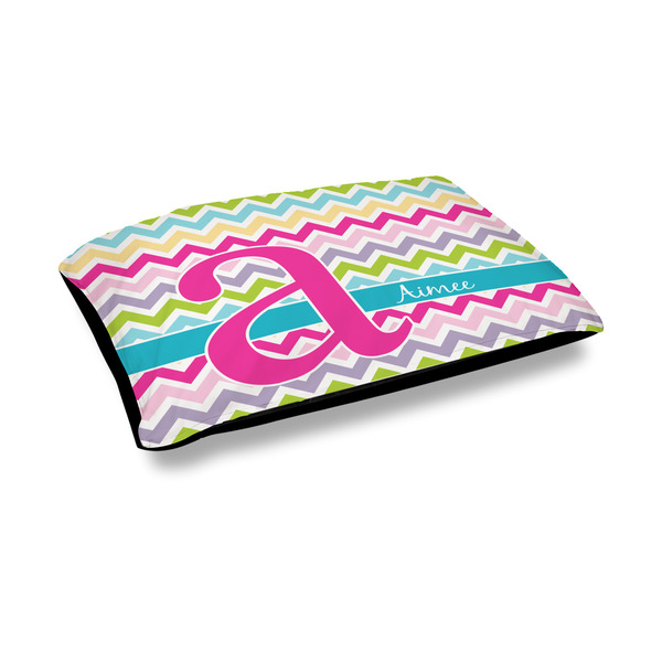 Custom Colorful Chevron Outdoor Dog Bed - Medium (Personalized)