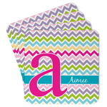 Colorful Chevron Paper Coasters w/ Name and Initial