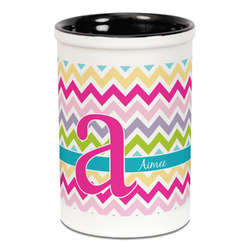 Colorful Chevron Ceramic Pencil Holders - Black