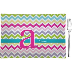 Colorful Chevron Glass Rectangular Appetizer / Dessert Plate (Personalized)