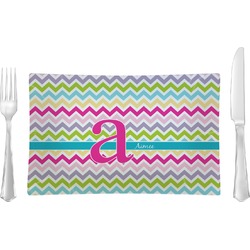 Colorful Chevron Glass Rectangular Lunch / Dinner Plate (Personalized)
