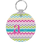 Colorful Chevron Round Plastic Keychain (Personalized)