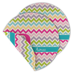 Colorful Chevron Round Linen Placemat - Double Sided (Personalized)