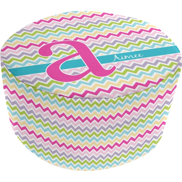 Custom Colorful Chevron Round Pouf Ottoman (Personalized)