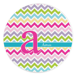 Colorful Chevron Round Stone Trivet (Personalized)