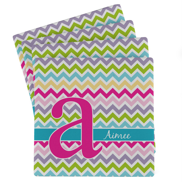 Custom Colorful Chevron Absorbent Stone Coasters - Set of 4 (Personalized)