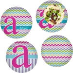 Colorful Chevron Set of 4 Glass Lunch / Dinner Plate 10" (Personalized)