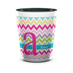 Colorful Chevron Ceramic Shot Glass - 1.5 oz - Two Tone - Single (Personalized)