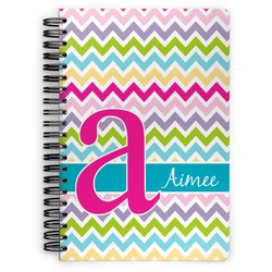 Colorful Chevron Spiral Notebook - 7x10 w/ Name and Initial