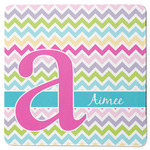 Colorful Chevron Square Rubber Backed Coaster (Personalized)