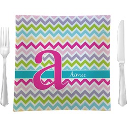 Colorful Chevron Glass Square Lunch / Dinner Plate 9.5" (Personalized)
