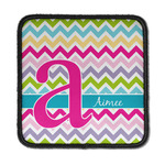 Colorful Chevron Iron On Square Patch w/ Name and Initial