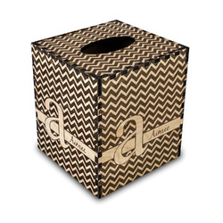Colorful Chevron Wood Tissue Box Cover - Square (Personalized)