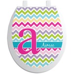 Colorful Chevron Toilet Seat Decal - Round (Personalized)