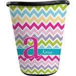 Colorful Chevron Waste Basket - Single Sided (Black) (Personalized)