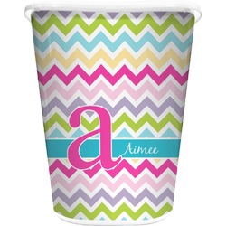 Colorful Chevron Waste Basket - Double Sided (White) (Personalized)