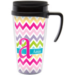 Colorful Chevron Acrylic Travel Mug with Handle (Personalized)