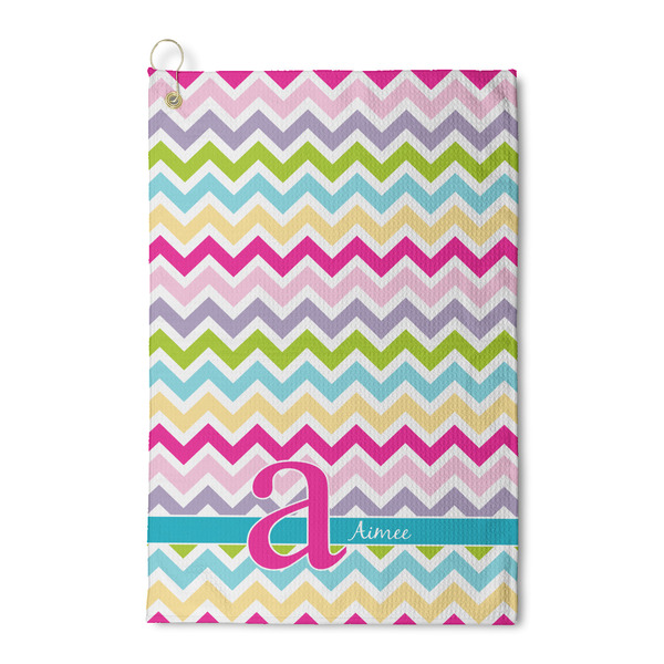 Custom Colorful Chevron Waffle Weave Golf Towel (Personalized)