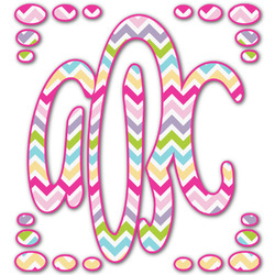 Colorful Chevron Monogram Decal - Large (Personalized)