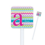 Colorful Chevron Square Plastic Stir Sticks - Double Sided (Personalized)