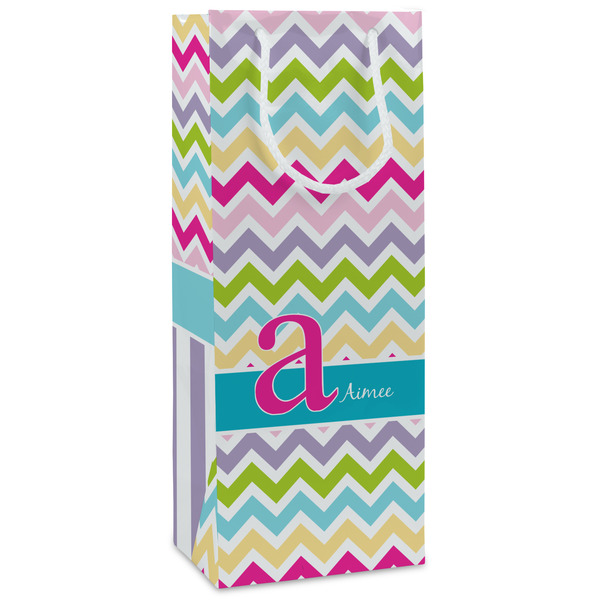 Custom Colorful Chevron Wine Gift Bags (Personalized)