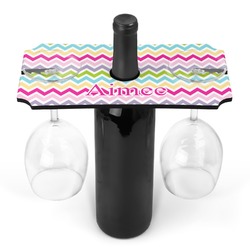 Colorful Chevron Wine Bottle & Glass Holder (Personalized)