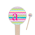 Colorful Chevron 4" Round Wooden Food Picks - Single Sided (Personalized)