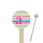 Colorful Chevron 7.5" Round Wooden Stir Sticks - Single Sided (Personalized)