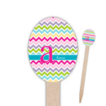 Colorful Chevron Oval Wooden Food Picks - Double Sided (Personalized)