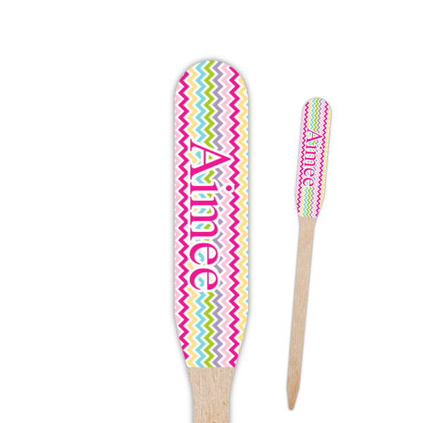 Custom Colorful Chevron Paddle Wooden Food Picks (Personalized)