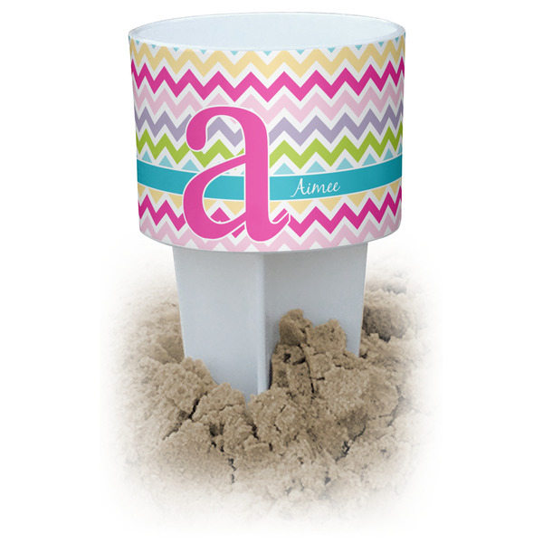 Custom Colorful Chevron Beach Spiker Drink Holder (Personalized)