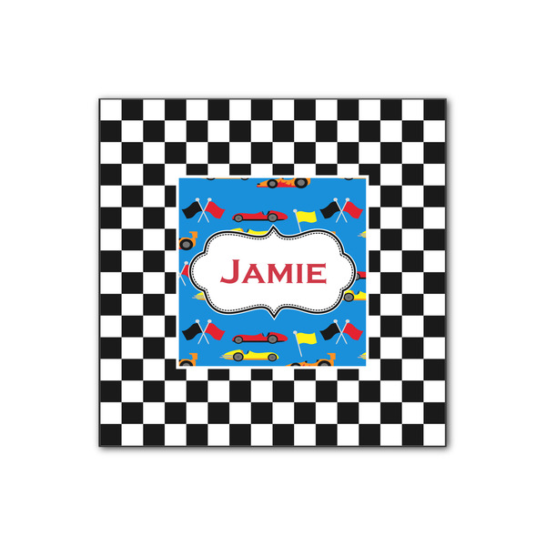 Custom Checkers & Racecars Wood Print - 12x12 (Personalized)