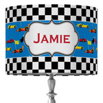 Checkers & Racecars 16" Drum Lamp Shade - Fabric (Personalized)