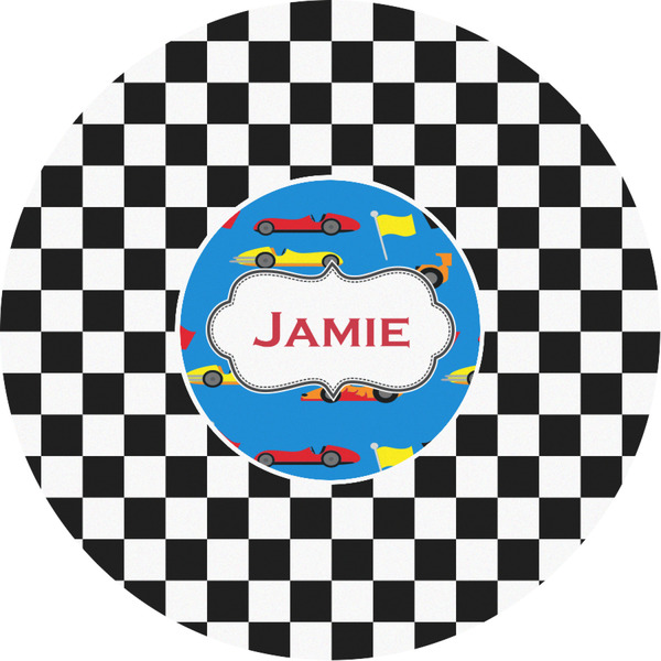 Custom Checkers & Racecars Multipurpose Round Labels - Custom Sized (Personalized)