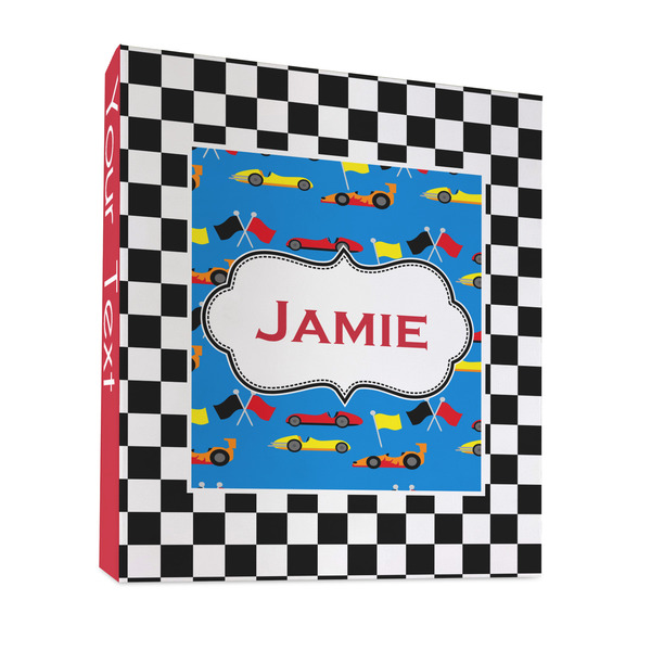 Custom Checkers & Racecars 3 Ring Binder - Full Wrap - 1" (Personalized)