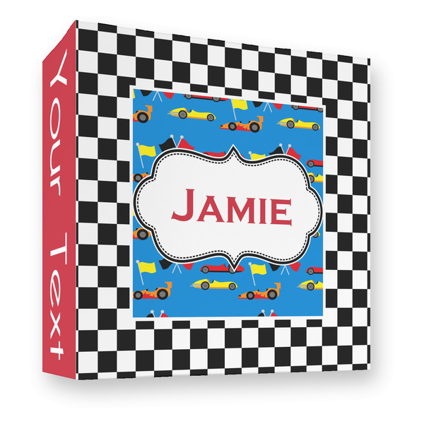 Custom Checkers & Racecars 3 Ring Binder - Full Wrap - 3" (Personalized)