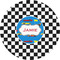 Checkers & Racecars 4" Multipurpose Round Labels - Single Sticker